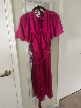 Vince Camuto Fuchsia Wrap Midi Dress